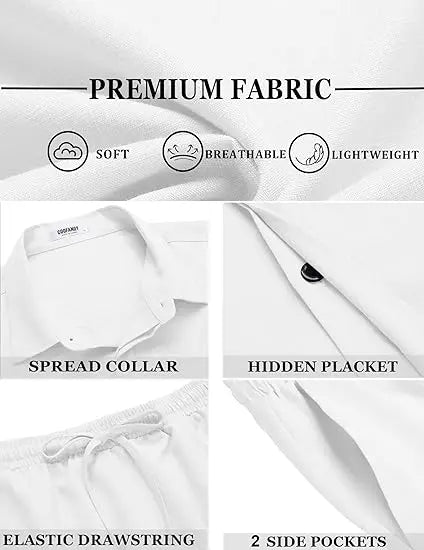 Men's Casual Linen Short‑Sleeve 2‑Piece Set