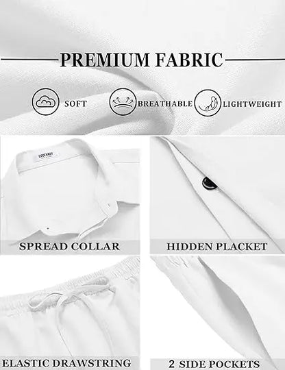 Men's Casual Linen Short‑Sleeve 2‑Piece Set