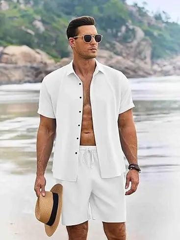 Men's Casual Linen Short‑Sleeve 2‑Piece Set