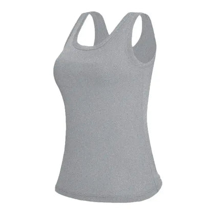 Ribbed Workout Tank Top with Built-in Bra for Women