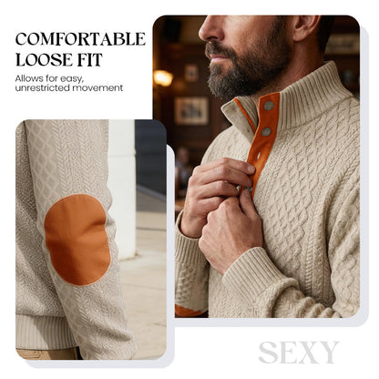 📢📢50%  OFF !! ⏰Men's Textured Jacquard Collared Sweatshirt