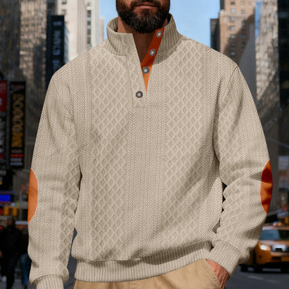 📢📢50%  OFF !! ⏰Men's Textured Jacquard Collared Sweatshirt